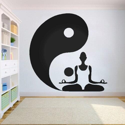 Yin Yang Yoga Wall Sticker for girl rooms decoration Decal bathroom Vinyl Relax Yoga Bedroom Livingroom Decal home decor HY652