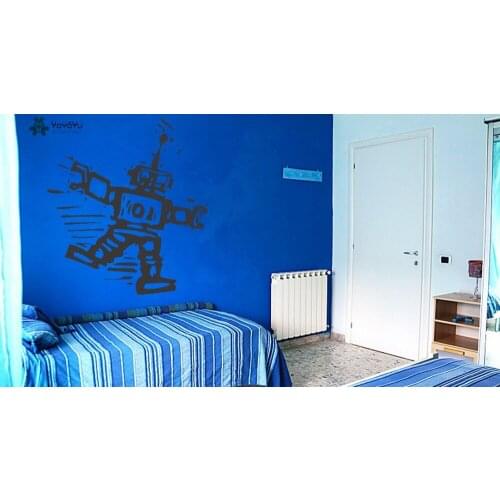 Robot Pattern Wall Stickers For Kids Rooms Spaceman Removable Wall Decal Boys Bedroom Interior Nursery Art Mural MechanicalSY461