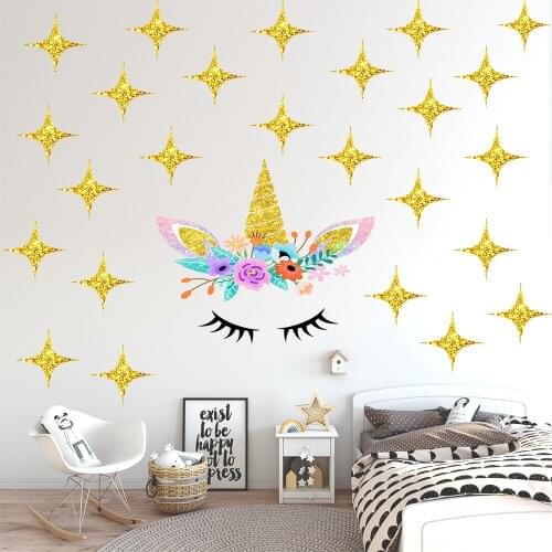 New mural hand painted golden unicorn environmental protection wall sticker living room bedroom decoration decal for kids rooms
