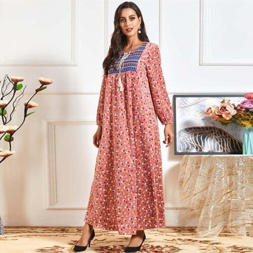 New Women Dress Dubai Skirt Turkey Middle East Fashion Embroidery Plus Size Dress for Ladies Kimono Robe Women Dress