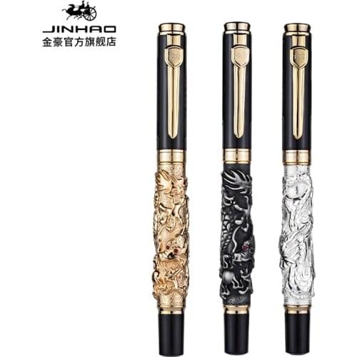 JINHAO Dragon Fountain Pen Iridium 0.5MM Nib Luxury Advanced Craft Writing Gift Pen for Business Graduate