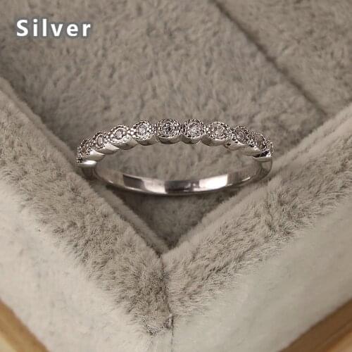 Popular fashion 925 sterling silver ms contracted zirconium platinum ring edge rose crystal jewelry gifts