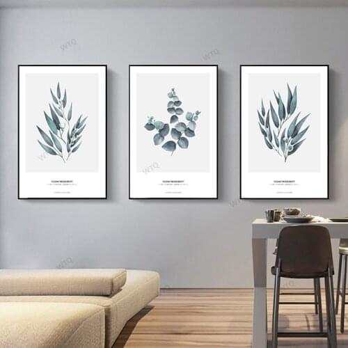 WTQ Nordic Style Posters Botanical Canvas Painting Scandinavian Wall Decor Wall Art Picture for Living Room Decoration Home Deco