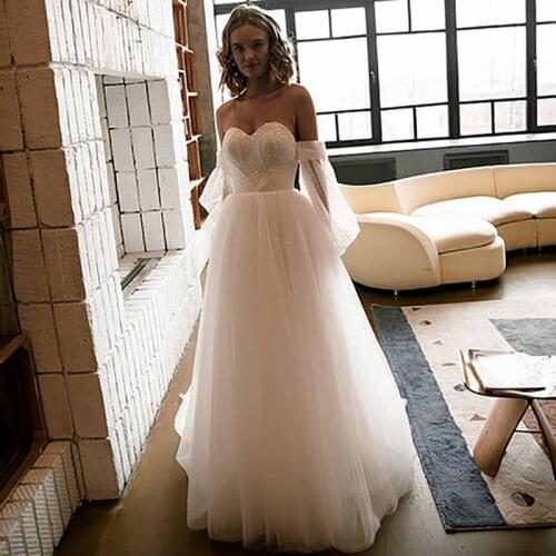 Eightree Vestido de Noivas 2021 Shiny Vintage Wedding Dresses Plus Size Puff Sleeve Lace Bride Dress Sweetheart Wedding Gowns