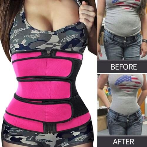 Waist Trainer Women Weight Loss Body Shaper Workout Corset Trimmer Shapewear Tummy Control Girdle Zipper Compression Three Belt