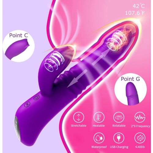 G Spot Rabbit Vibrator Sex Toys For Women Automatic Heating Thrusting Masturbator 9 Vibration Modes Dildo Toys For Adults Erotic