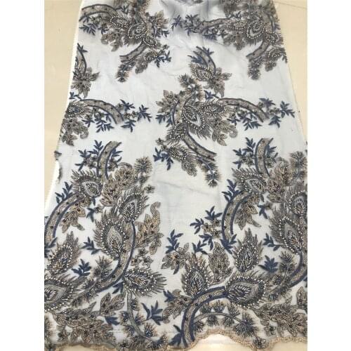 High-quality exquisite multicolor handmade beads sequin flower embroidery, French tulle lace, suitable for ladies' fashion skirt