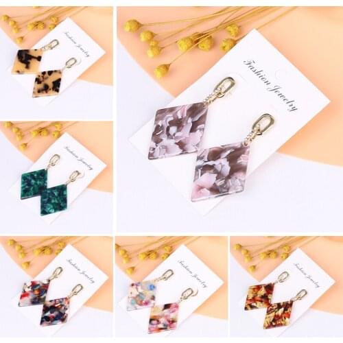 Acrylic earrings for women 2021 korea handmade geometric bohemian vintage popular earrings