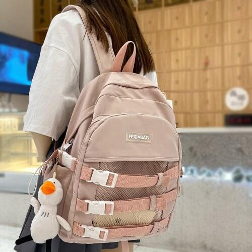 New Women Mesh Kawaii Waterproof Backpack Female Laptop Cute Book Bag Travel Net Bag Lady Fashion Girl Harajuku College Backpack