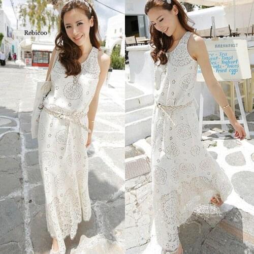 Ladies Temperament Sexy Lace Slim Long Paragraph Dress Bohemia Dress
