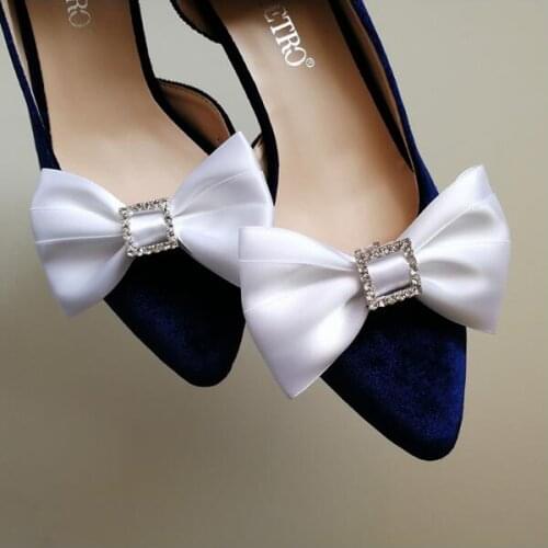 1pair) diamond bow boots single shoes fish mouth shoe clips detachable shoe accessories