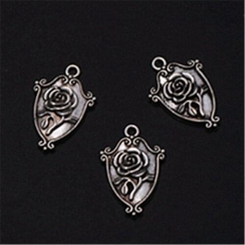WKOUD 10pcs Silver Color Rose Baskets Charm Alloy Pendant Fashion Earring Bracelet DIY Metal Jewelry Handmade Accessories