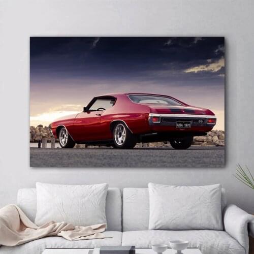 1970 Chevrolets Chevelle SS Hardtop Coupe Muscle Hot Rod Car Posters Canvas Printed Wall Art For Home Decor Room Decorations