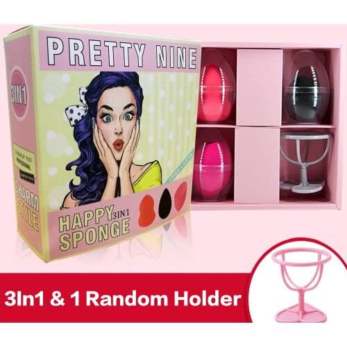 3pcs 3Shapes New Cosmetic Makeup Puff Set With 1Holder Facial Make Up Puff Kit Nice Gift Box For Girls Party Chistmas New Year