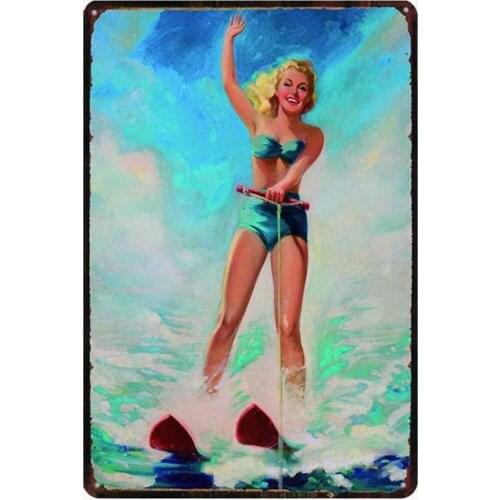 AIDANDAN Sexy Beauty Nostalgic Old Design Tin Signs Vintage Metal Tin Signs for Wall Art Decor for Home Bars Clubs Cafes 20 X 30