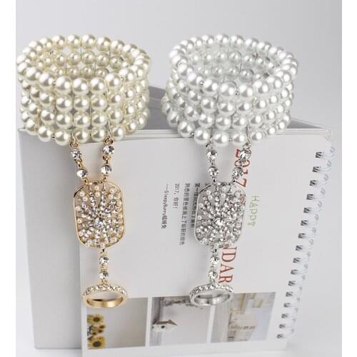 Art Deco The Great Gatsby Inspired Flower Simulated Pearl Bracelet Set Wedding Bridal Bracelet 1920s Flapper Accessories