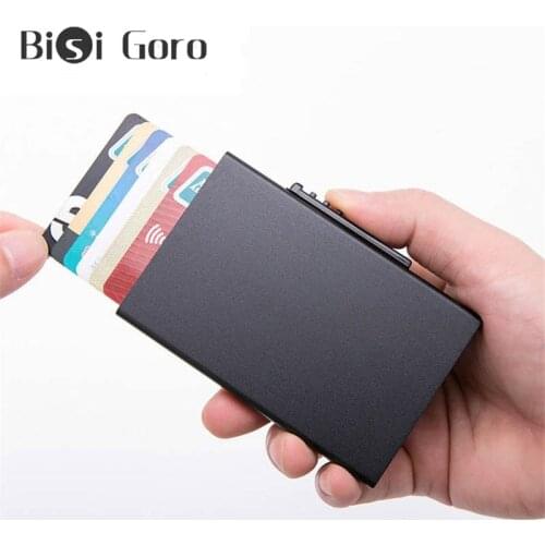 BISI GORO 2020 Fashion Men and Women Metal Aluminum Box Credit Card Holder Thin ID Card Case RFID High Quality Slim Purse