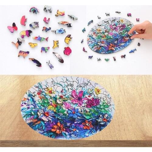 Flowers Wooden Animal Jigsaw Puzzles For Adult Kids Educational Toys Gift 87HA