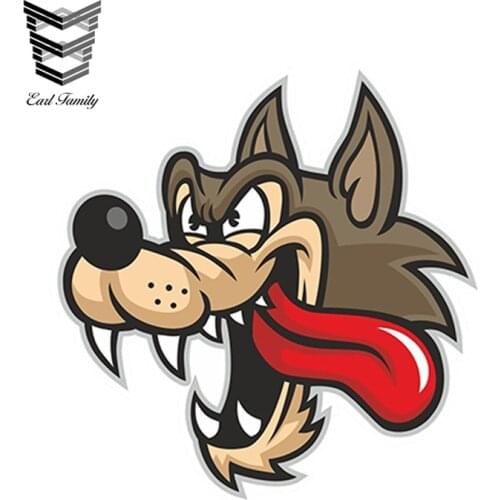 EARLFAMILY 13cm x 13cm Car Sticker Angry Wolf Cartoon Vinyl Sticker Laptop Travel Luggage Waterproof Car Styling Accessories