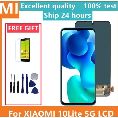 Super AMOLED Screen For Xiaomi MI 10 Lite 5G Display Fingerprint Function 10 Touch Screen Replacement For MI10 Lite 5G Global