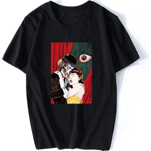 Eyeball Lick Suehiro Maruo Japan Japanese Anime Manga Horror Guro Junji Ito T Shirt Tee Anime Shirts Male Funny Cotton T Shirt