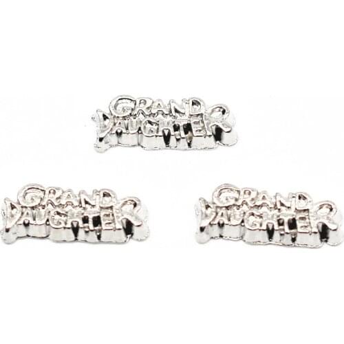 Hot selling 10pcs/lot grand Daughter floating charms Silver Alloy charms living glass memory lockets DIY Jewelry