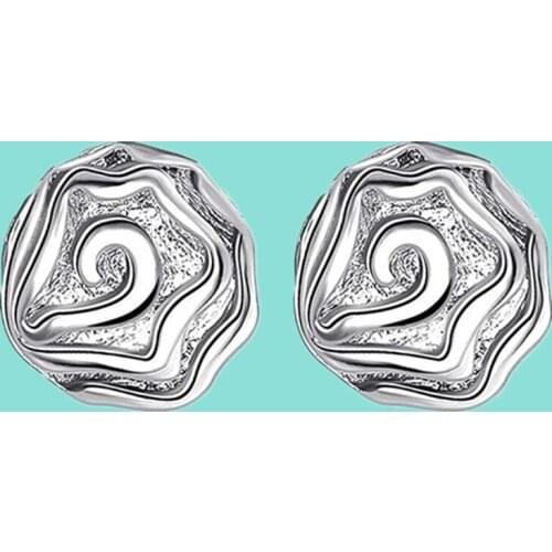Fashion 925 Sterling Silver Beautiful Elegant Rose Flower Stud Earrings For Women Silver Jewelry Christmas