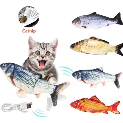 Pet Soft Electronic Fish Shape Cat Toy Electric USB Charging Simulation Fish Toys Funny Cat Chewing Playing Supplies