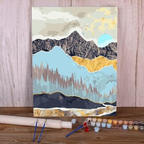 Landscape Mountain Sunrise DIY Painting By Numbers Complete Kit Acrylic Paints 50*70 Oil Painting New Design Kids Drawing