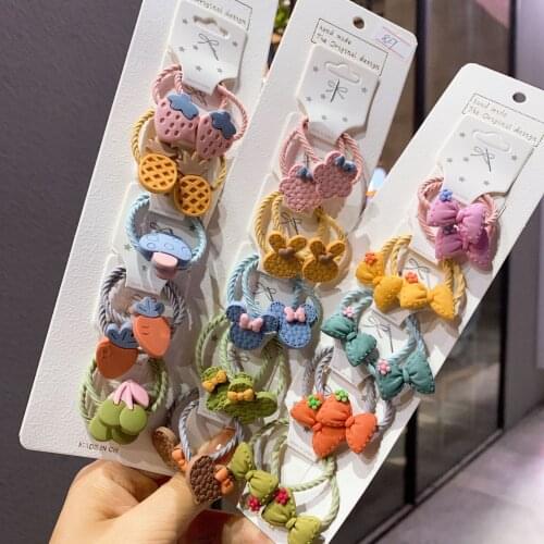 1Set Lovely Cartoon Animal Childrens series Ponytail Elastic Hair Bands Sweet Girls High Elastic Hair Accessories HeadWear