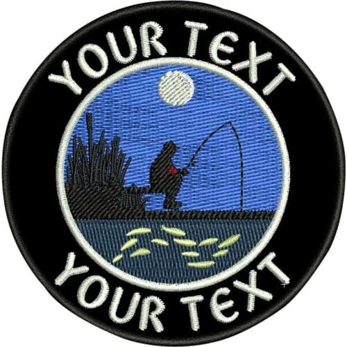 Customized go fishing embroidered name stickers can be sewn and washable