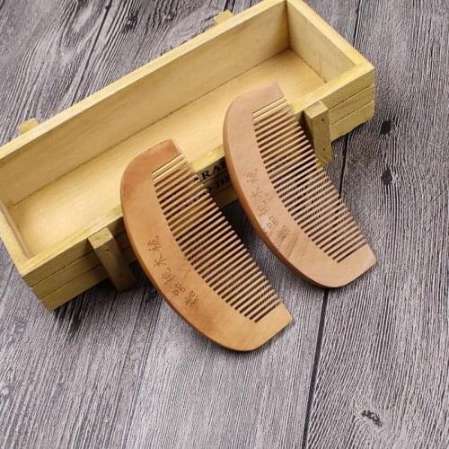 Natural Peach Wood Comb Close Teeth Anti-static Detangling Beard Comb Head Massage Hair Brush Hair Care Tools for Travel