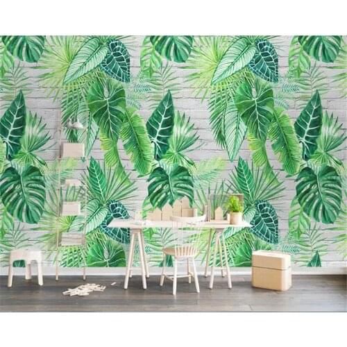 Beibehang Custom photo wallpaper Nordic minimalist tropical plant turtle back leaf brick wallpaper 3d background papel mural