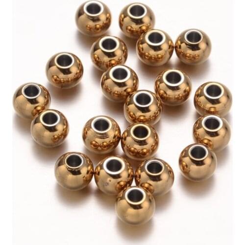 PandaHall 10pcs 6/8/10mm 304 Stainless Steel Metal Jewelry Findings Beads Round
