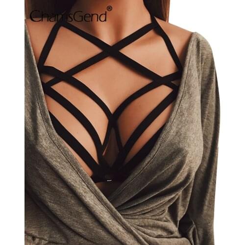 Sexy Goth Lingerie Elastic Alluring Bustier Bandage Cage Bra Cupless Lingerie Bandage Body Belt Crop Tops Cupless Hollow Out Bra