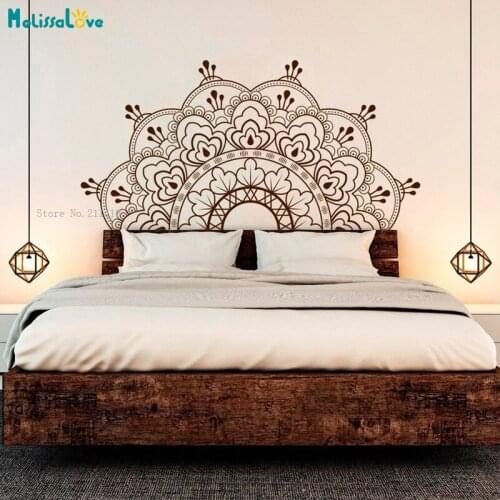 Mandala in Half Wall Stickers Decor for Home Studio Removable Vinyl Meditation Yoga Decor Art Murals YT5709