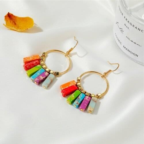 Fashion Chakra Tassel Stone Pendant Earrings For Women Girls High Quality Colorful Charms Dangle Ear Jewelry Party Gifts