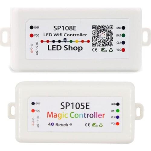 SP108E SP105E LED SPI Bluetooth Wifi pixel IC Controller by smart phone APP For WS2812B WS2813 SK6812 RGBW APA102 LPD8806 Strip
