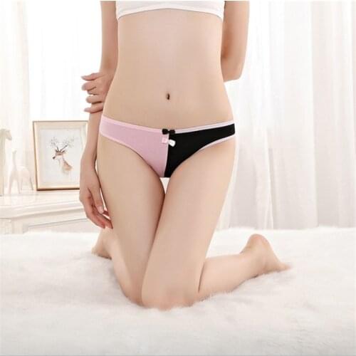 LeafMeiry #87316 Cotton Women String Cute Color Patchwork Women Panties M L XL Sexy Thongs for Women