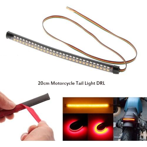 Universal DC 12V 20cm Motorcycle Taillight Brake Stops Flashing DRL Lamp Flow Turn Signal Integrated LED Stop Taillight Strip