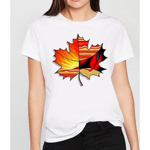 2021 Women Summer Different Leaves T Shirt Women Cartoon Printed Harajuku Tshirt Womens Clothing Tee Female Top