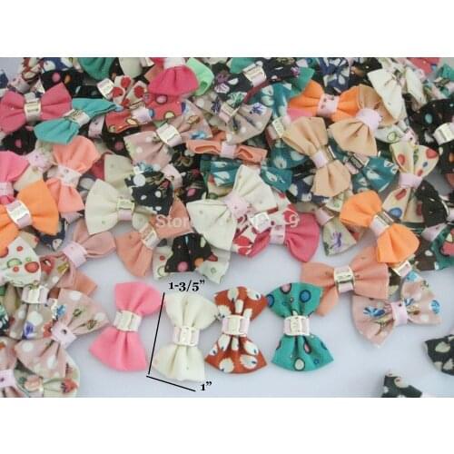 Mixed Randomly 50pcs Fabric ribbon bows for garment/shoes fashion bowtie for hair jewelry DIY craft accessories