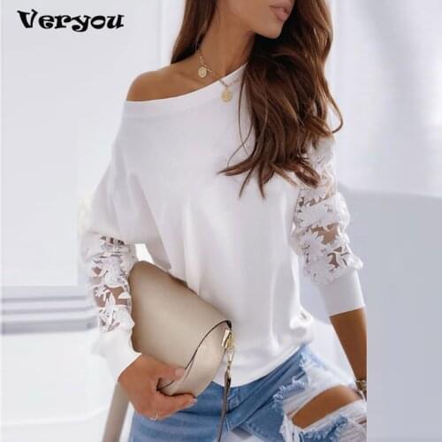 Autumn Casual New Long Sleeve Loose Sweatshirt Elegant Spring O Neck Tops Pullover Women Patchwork Embroidery Lace Shirts Blouse