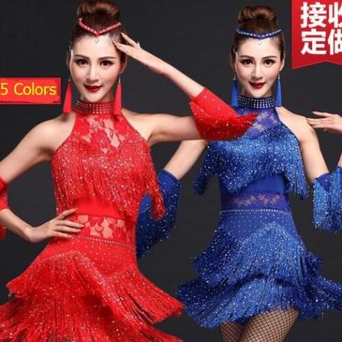 Plus Size Women Latin Dance Dress Fringe Women Ballroom Dancing Dresses Latin Dance Costume Dance Latin Dresses Tango Dress