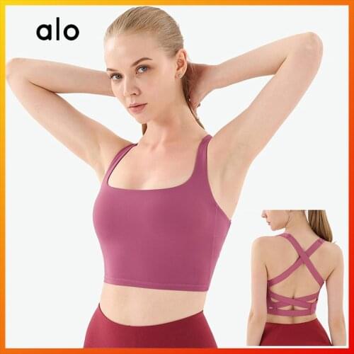 Alo Yoga Womens Sports Underwear Gathered High-intensity Gym Tube Top Shaping Vest Running Outdoor Fitness Bra Womens Top New