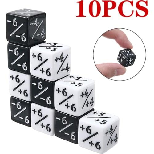 10x Dice Counters 5 Positive +1/+1 & 5 Negative -1/-1 For Magic The Gathering Table Game Funny Dices High Quality