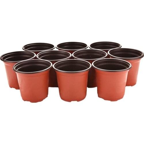 10Pcs 100mm Dual Color Plastic Flower Nursery Pots Garden Plant Grow Pot Round Flower Pot Planter Home Garden Decor