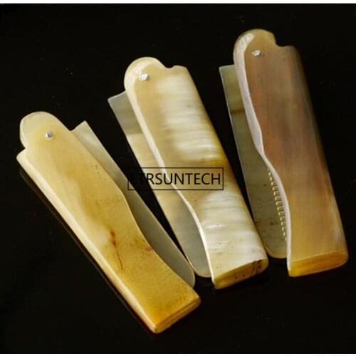 100pcs Natural Ox Horn Fine Tooth Health Care Pocket Folding Foldable Comb Moustache & Beard F3053