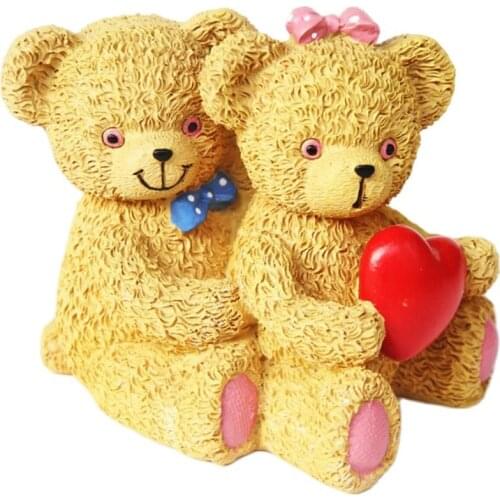 2021 LXYY 3D Lovers Bear Silicone Moulds Candle Cartoon Plaster Resin Molds Hold Heart Bear Soap Mould