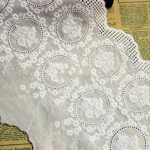 3Yard/Lot Cotton Cloth White Embroidery Lace Trim Dress Clothes Curtain DIY Accessories 23CM Width Fabric